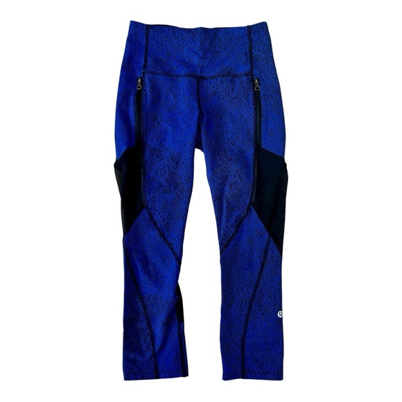 Authentic Lululemon Athletica Rush Hour Crop Capris Blue High-Waisted Leggings - Picture 5 of 6